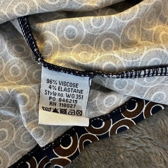 Boden Pleated Knit Stretch Pull On Skirt Women's size 14 Brown Blue Geometric - Picture 6 of 6